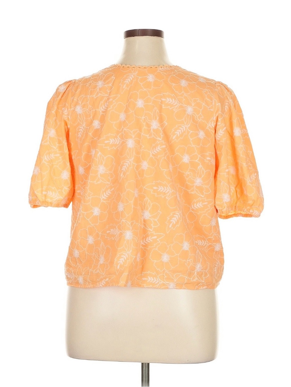 LOFT Peach Floral Puff-Sleeve Blouse